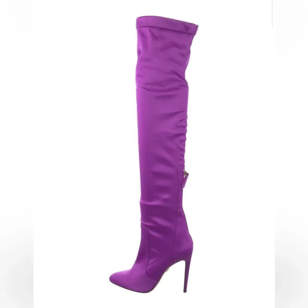 Aquazurra Satin over the knee boots size 38 (US size 7.5) NWT